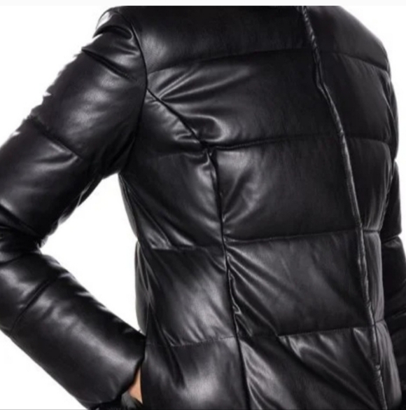 AKIRA Black Puffer Jacket with Faux Fur Accents - Picture 2 of 6